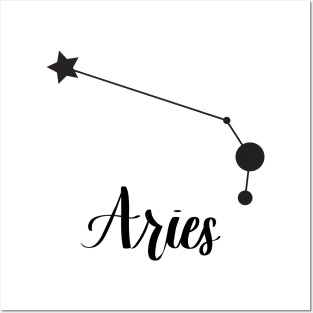 Aries Zodiac Constellation in Black Posters and Art